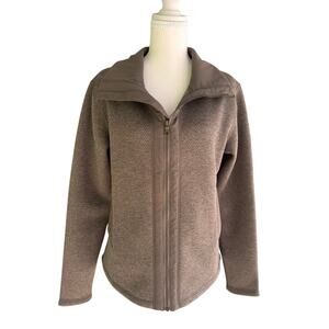 Simms Fishing Harbor Fleece Jacket Women's Medium Brown Full Zip Textured